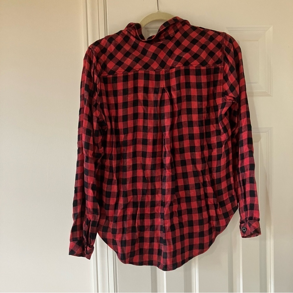 Cloth & Stone Anthropology Red Plaid Flannel Top (M) - Picture 2 of 8